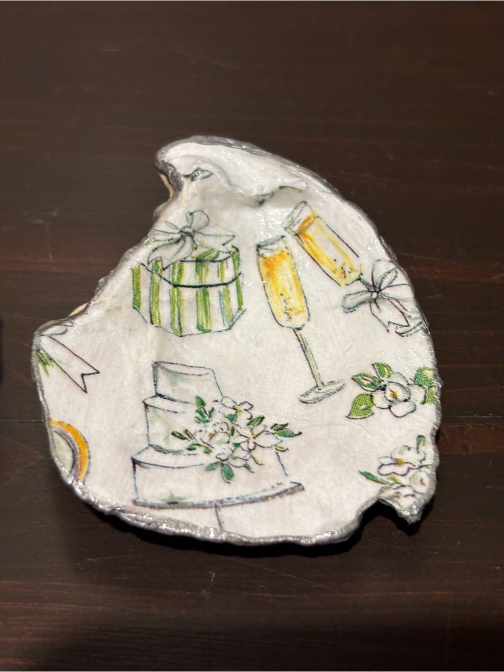 Wedding bridal theme handmade decoupage shells